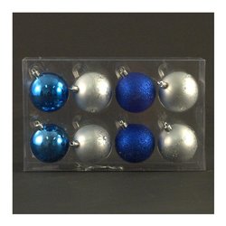 Palline per albero di natale Amicasa Scatola 8 sfere Diametro 60 mm Blu brillante 119