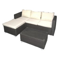 Amicasa Set Salotto Giardino 3 pz Nancy Dark Grey: Divano con penisola + Tavolino con cuscini