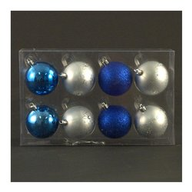 Palline per albero di natale Amicasa Scatola 8 sfere Diametro 60 mm Blu brillante 119