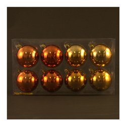 Palline per albero di natale Amicasa Scatola 8 sfere diametro 80 mm Oro rame lucido 112