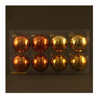 Palline per albero di natale Amicasa Scatola 8 sfere diametro 80 mm Oro rame lucido 112