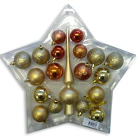 Palline per albero di natale Amicasa Stella 18 sfere e puntale Oro rame 64