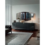 Cattelan Credenza Futura 220x45x75h - 3 Struttura Op69 Graphite Opaco - 3 Ante Graphite Extra Chiaro - Top Graphite Extra Chiaro - Base Inox