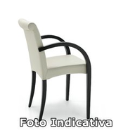 Cattelan Sedia Linda Telaio Con Braccioli Fw Faggio Tinto Dark Wenghè - Ecopelle Ecp01 Bianco