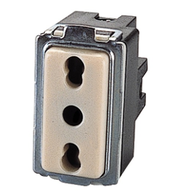 Polypool Modulo presa bivalente BASIC 10/16A 2P+T 250V Avorio PP0092