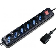 Manhattan Multipresaa 6 posti per spine italiane 10/16A e schuko, 1.5 m, 250 V, 3500 W, Nero/Blu Multipresa VDE IUPS-PCP-6V