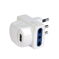 Polypool Adattatore multiplo 2 prese + 1 USB e spina 16A bianco PP0469