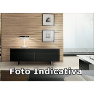 Cattelan Credenza Altea Contenitore F12 Argento - Piano Inox - Frontale Cuoio 50 Tortora Cuciture Nere