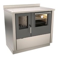 Cucina Legna Rizzoli ZV 90 CF scarico a Des larg 90 cm e prof 60 cm potenza termica 7,5 kW di colore Inox