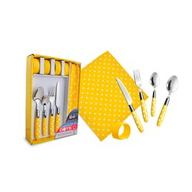 Amicasa Set 24 pezzi tavola Dots giallo Acciaio 18/0 Art 8
