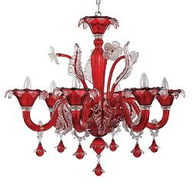 B2 Light Lampadario a Sospensione D 800 x H min 900 / max 1350 mm 6 x 40W E14 / 240V IP20 Rosso 0500361