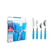 Amicasa Set 24 posate tavola con cestello Dots blu Acciaio 18/0 Art 2