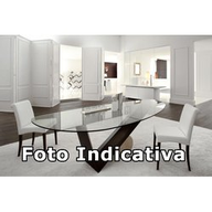 Cattelan Tavolo Valentino 240x115x75h Cristallo Trasparente - Base W2 Dark Wenghè - Cilindro Nm Nero Marquinia Lucido 