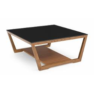 Connubia Calligaris Tavolino ELEMENT CB/5043-Q Base P173 imp.fin. GRAFITE Piano GB vetro temp. SERIGRAFATO NERO
