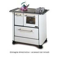 Cucina Legna Nordica ROMANTICA 3.5 scarico a Des rivestimento in acciaio porcellanato (lucido) larg 877 mm e prof 568 mm potenza termica 5 kW