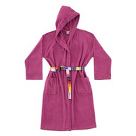 Bassetti Accappatoio con cappuccio microspugna di cotone tinta unita, con cintura multicolore. Taglia: 8/10 anni. Colore: Viola 77696