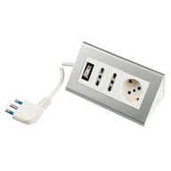 Polypool Presa multipla da scrivania 2 Bprese+tedesca e interruttore colore Bianco PP2590