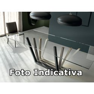 Cattelan Tavolo Domino 200x100x75h Top Cristallo Trasparente - Base Legno Mix (noce Canaletto/rovere Bruciato) 