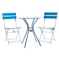 Amicasa Set Birky Azzurro:Tavolo D.60+2 Sedie JD021 Ferro