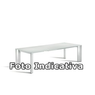 Cattelan Tavolo Brera 160/210x90x73,5h Piano Cristallo Graphite Extra Chiaro - Gambe Metallo Op50 Oyster Opaco 