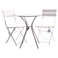 Amicasa Set Birky Bianco:Tavolo D.60+2 Sedie JD021 Ferro 