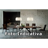 Cattelan Tavolo Eliot Wood 300x120x75h Top Legno Rb Rovere Bruciato - Base Metallo Inox Satinato 