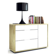 Composad Base mobile colore frassino 3 cass.+1anta laccato bianco 126x45x8