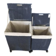 Amicasa Set 2 Porta Biancheria con ruote Blu Art 3