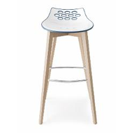Connubia Calligaris Sgabello legno JAM W CB/1487 Struttura P02 fg. FAGGIO SBIANCATO Sedile P799-P11P abs BIANCO/NOCCIOLA LUCIDO