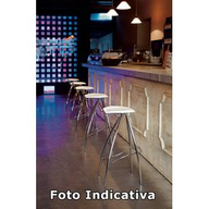 Cattelan Sgabello Coco 40x43x74h - B Telaio Op71 Bianco Opaco - Seduta Cuoio Lux 73 Nero Lucido Cuciture Nere