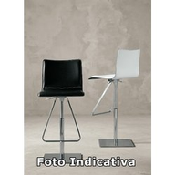 Cattelan Sgabello Toto 44x48x87/113h Base Quadrata Metallo Gfm73 Goffrato Nero - Seduta Cuoio 50 Tortora Cuciture Nere
