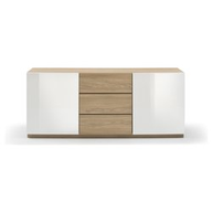Mhf Madia 3 vani doppia anta e 3 cassetti Bianco laccato lucido e rovere cm 180x48x48 collezione giorno Marina XAA4501