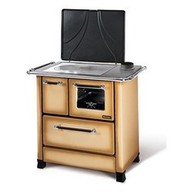 Cucina Legna Nordica ROMANTICA 3,5 scarico a Des rivestimento in acciaio porcellanato larg 87,7 cm e prof 56,8 cm potenza termica 5 Kw 