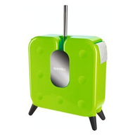 Spirella Portascopino Wc con portacarta igienica e riserva 7 rotoli 370 x 140 x h. 525 mm Verde Kiwi con inserti Cromo Cube 10.17831
