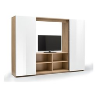 Mhf Mobile parete porta Tv con 2 ante scorrevoli in rovere e Bianco laccato cm 220x46x160 cm collezione Giorno Marina XAA3100