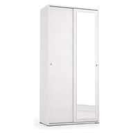 Terraneo Armadio Slide 2 ante scorrevoli una a specchio con doppio ripiano in colore bianco cm 90x194x45 EL115/1 B