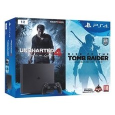 Sony Entertainment Bundle con Videogiochi Playstation 4 Slim 1TB + Uncharted 4 + Rise of Tomb Raider Jet Black 9888857