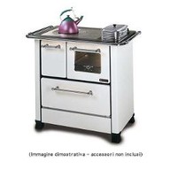 Cucina Legna Nordica ROMANTICA 4,5 scarico a Des rivestimento in acciaio porcellanato larg 96,8 cm e prof 62 cm potenza termica 6,0 kW