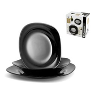 Pasabahce Set 18 piatti tavola Vetro Nero Square Black