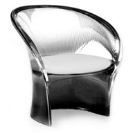 Magis Flower Poltroncina con cuscino - Trasparente Fume/pelle Bianco L0700 SD1534 T.FU/P.B