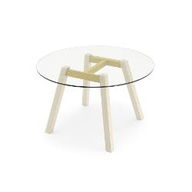 Connubia Calligaris Tavolo fisso T-TABLE CB/4781-RD 110 Piano GTR vetro temp. TRASP. Strut. P139 mt. SENAPE OP. Gambe P201 fg. NOCE