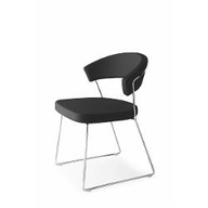 Connubia Calligaris Sedia metallo soggiorno NEW YORK CB/1022-LH Struttura P16 mt. GRIGIO OPACO Sedile L16 pelle GRIGIO