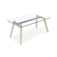 Connubia Calligaris Tavolo fisso T-TABLE CB/4781-RC 160 Piano GTR vetro temp. TRASP. Strut. P328 mt. NOCCIOLA OP. Gambe P201 fg. NOCE