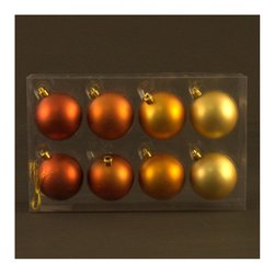 Palline per albero di natale Amicasa Scatola 8 sfere Diametro 60 mm Oro rame opaco 113