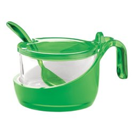 Guzzini Formaggera zuccheriera marmellatiera con cucchiaino SAN, Vetro 200 cc 14 cm Verde Vintage 24890044