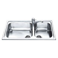 Lavello Smeg AG862 2 vasche forma del lavello rettangolare in acciaio antigraffio da 860 mm