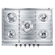 Piano cottura tipo Gas Smeg SE70SX-5 con 5 zone di cottura con larghezza di 72 cm di colore Inox