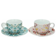 Andrea Fontebasso 1760 Set 2 tazze cappuccino con piattino Porcellana 385 cc Multicolor Hellas Milk&Coffe ML085384127
