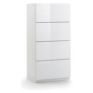 Mhf Mobile settimino 4 cassetti Bianco laccato lucido cm 60x49,5x125,3 collezione notte Carina XAA1301