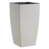 Emsa Fioriera Casa Mesh in polipropilene Intrecciato "Wicker" Bianco cm 36x36x66 Aqua Comfort System 514497
